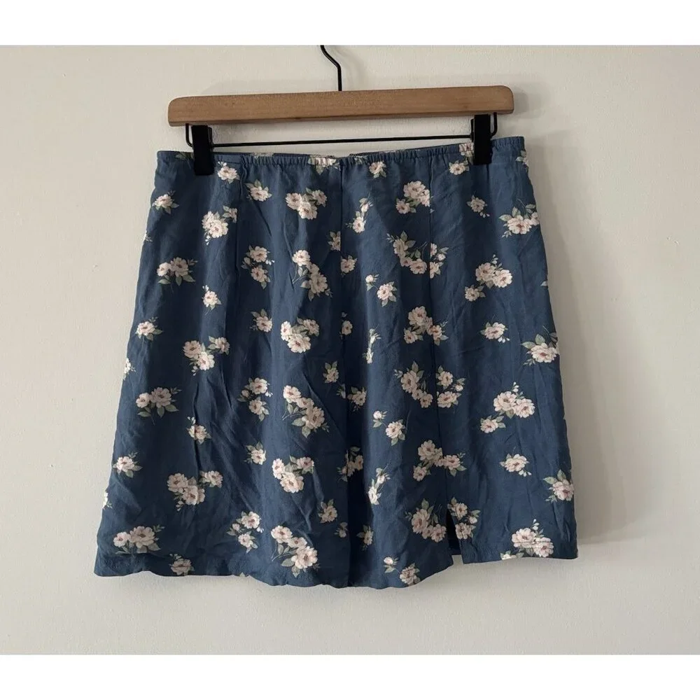 American Eagle Womens Cottagecore Blue Skirt Size M Floral Milkmaid Boho Peasant